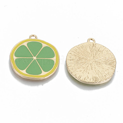Light Gold Plated Alloy Enamel Pendants&nbsp;ENAM-T011-01KC-RS