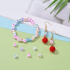 DIY 26 Letter Acrylic Beads Stretch Bracelets Kits for Children's Day&nbsp;DIY-LS0001-04