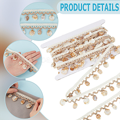 5yards Cotton Thread & Shell Beaded Trim Ribbon&nbsp;OCOR-CY0003-94A