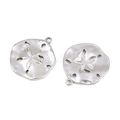 304ステンレスペンダント  花のチャームが付いた円形  切り取る  ステンレス鋼色  20x18x2mm  穴：1.2mm&nbsp;STAS-L317-32P