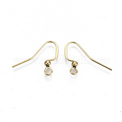 304ステンレススチールピアスフック  耳ワイヤー  水平ループ付き  カドミウムフリー＆ニッケルフリー＆鉛フリー  18KGP本金メッキ  16~18x22mm  穴：2mm  21ゲージ  ピン：0.7mm&nbsp;STAS-N092-104G-NR