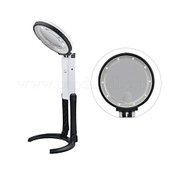 サークル光源 led 虫眼鏡デスク ランプ  折りたたみ式ルーペ＆スタンド  タイプa（usプラグ）充電器付き  ダブルバッテリーに適合（含まれていません）  ブラック  250x135mm&nbsp;MAGL-PW0002-01