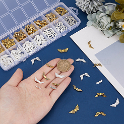 173 個 14 スタイルのチベットスタイル合金妖精の羽ビーズ  ミックスカラー  4~22x5~23x3~4mm  穴：1mm  12個/スタイル&nbsp;FIND-PH00201-06
