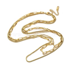 304 Stainless Steel 3 Layer Necklaces for Women&nbsp;NJEW-C084-03G