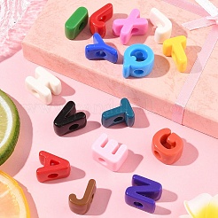 52個26スタイル不透明アクリルヨーロピアンビーズ  大穴ビーズ  文字az  ミックスカラー  19.8~21x8.7~18.3x13.6~13.8mm  穴：6.3mm  2個/スタイル&nbsp;OACR-FS0002-08