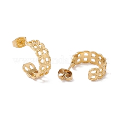 Ion Plating(IP) 304 Stainless Steel Curb Chains Wrap Stud Earrings&nbsp;EJEW-G314-03B-G