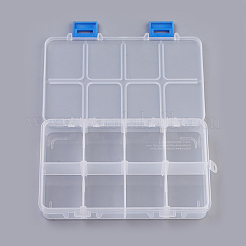オーガナイザー収納プラスチックボックス  長方形  透明  16.3x10.7x3cm  1つのコンパートメントさ：4.5x3.8cm  8区画/ボックス&nbsp;CON-WH0026-01
