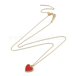 Ion Plating(IP) 304 Stainless Steel & Acrylic Red Heart Pendant Cable Chain Necklaces for Women&nbsp;NJEW-F328-02G