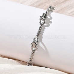 304ステンレススチールツイストロープリンクチェーンブレスレット（女性用）  ステンレス鋼色  6.73インチ（17.1cm）&nbsp;BJEW-A160-06P