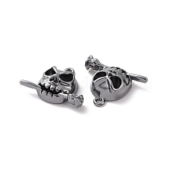 メッキ合金エナメルチャームラック  カドミウムフリー＆鉛フリー＆ニッケルフリー  バラチャーンの頭蓋骨  ガンメタ色  16.5x22.5x6.5mm  穴：1.5mm&nbsp;LS-FIND-I037-12B