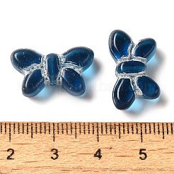 透明なランプワークビーズ  蝶  スチールブルー  11x19x6mm  穴：1mm  約55~65個/100g&nbsp;LAMP-P065-02A-01
