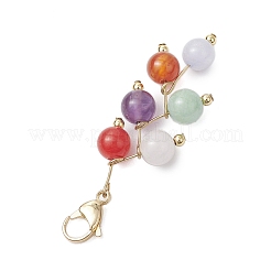Round Natural Amethyst & Quartz & Malaysia Jade & Carnelian & White Jade Pendant Decorations&nbsp;HJEW-JM02693