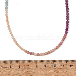 3MM Natural Apatite & Amethyst & Rhodonite & Sunstone & Ruby Faceted Round Beaded Necklaces&nbsp;NJEW-JN06431