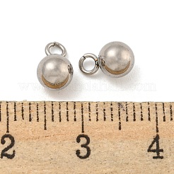 変色しない201ステンレススチールチャーム  丸いチャーム  ステンレス鋼色  8x5x5mm  穴：1.8mm&nbsp;STAS-O004-09C-P