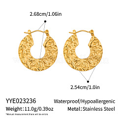 女性用、質感のある304ステンレススチール製ラウンドフープピアス  18KGP本金メッキ  26.8x25.4mm&nbsp;KM0829
