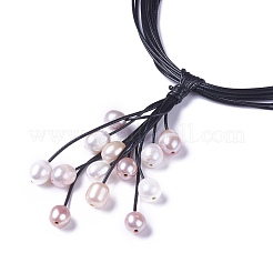 Waxed Cord Lariat Necklaces&nbsp;NJEW-L169-01B