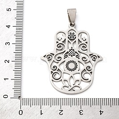 ステンレスペンダント201個  hamsa hand/hand of miriam チャーム  変色防止  ステンレス鋼色  40x32x1.5mm  穴：9x4.5mm&nbsp;STAS-V013-16P