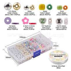 DIYビーズブレスレット作成キット  ポリマークレイ＆ガラスシード＆アクリル＆absプラスチックビーズを含む  伸縮性のある糸  カラフル  ビーズ：4~6x4~6x1~1.5mm  穴：2mm  310個/箱&nbsp;DIY-YW0005-49