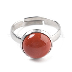 Half Round Natural Red Jasper Finger Rings&nbsp;RJEW-M062-01P-41