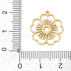 201ステンレススチールペンダント5個  レーザー切断  花のチャーム  ゴールドカラー  18x17x1mm  穴：1.2mm&nbsp;STAS-K299-01A-G