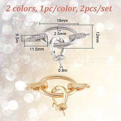 2Pcs 2 Colors Brass Rhinestone Fold Over Clasps&nbsp;KK-DR0001-14