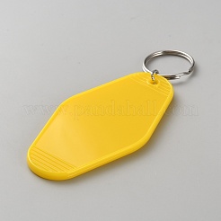プラスチックキーホルダー  鉄製スプリットリング付き  菱形  きいろ  117mm&nbsp;KEYC-WH0025-070H