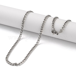 304ステンレススチール製キューバチェーンネックレス（男性用）  ステンレス鋼色  23.70インチ（60.2cm）  リンク：5x3.5x1mm&nbsp;NJEW-B117-01C-P