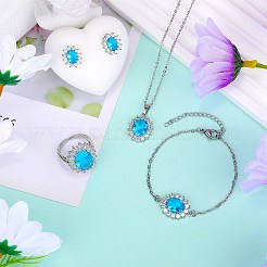 Cubic Zirconia Oval Pendant Necklace & Link Bracelet & Cuff Ring & Stud Earrings&nbsp;SJEW-SZC0001-01D