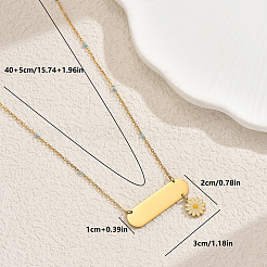 Spring Summer White Daisy Long Oval Stainless Steel Enamel Pendant Necklaces for Women&nbsp;QJ9119-2