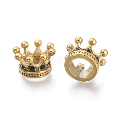 Crown 304 Stainless Steel with Cubic Zirconia European Beads&nbsp;STAS-M274-108G