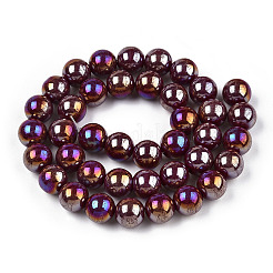 Electroplate Opaque Glass Beads Strands&nbsp;GLAA-T032-P10mm-AB05