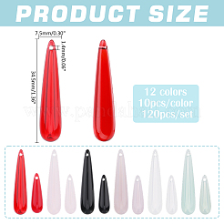 120本12色透明レジンペンダント  ティアドロップ  ミックスカラー  20~34.5x6.5~7.5mm  穴：1~1.4mm&nbsp;RESI-ME0001-44