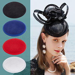 4Pcs 4 Colors Imitation Hemp Round Fascinator Hat Base for Millinery&nbsp;AJEW-BC0007-36