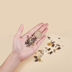 ジュエリーパーツセット  鉄コードが終了すると/リボン/丸カンと亜鉛合金カニカンを終了します  ミックスカラー  コードエンデ：6x3x2.3mm  リボンの端：10x7x5mm  穴：2mm  クラスプ：12x6mm  穴：1.5mm  丸カン：5x0.7ミリ&nbsp;FIND-PH0007-01