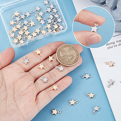 60個2色真鍮チャーム  スター  ニッケルフリー  本物の金メッキと本物のプラチナメッキ  10x7x2mm  穴：1.4mm  30個/カラー&nbsp;KK-BBC0002-52