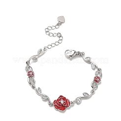 Brass Micro Pave Clear Cubic Zirconia Link Chain Bracelets for Women&nbsp;BJEW-C156-05P