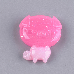 樹脂カボション  グリッターパウダー付き  漫画の貯金箱のパーツ  ミックスカラー  20x17x6mm&nbsp;X-CRES-T010-46