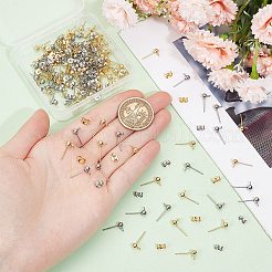 100Pcs 2 Color 304 Stainless Steel Ball Stud Earring Findings&nbsp;STAS-SP0001-56
