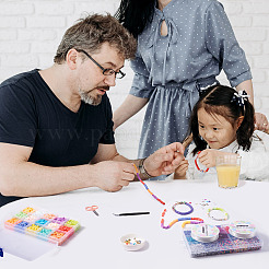 DIY プレッピー ブレスレット メイキング キット  ポリマークレイディスク、アクリルレター、プラスチックスター、天然シェルビーズを含む  ハート＆リーフ＆エンジェル＆フラミンゴ合金ペンダント  ピンセット  はさみ  ミックスカラー&nbsp;DIY-TA0008-97