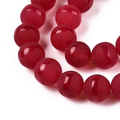 Frosted Natural White Jade Beads Strands&nbsp;G-T138-10mm-209B