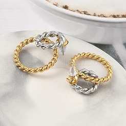 304 Stainless Steel Twised Ring Stud Earrings&nbsp;EJEW-K268-57G