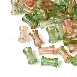 透明なアクリルビーズ  ドローベンチスタイル  竹の共同  グリッターパウダー付き  ライムグリーン  11.5~12x7mm  穴：3mm  約：3571個/ 500 G&nbsp;OACR-T030-19A-04