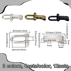 12 Bags 3 Colors Alloy Shackle Clasps&nbsp;FIND-UN0010-28