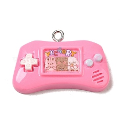 不透明樹脂ペンダント  プラチナメッキの鉄製ループ付きゲーム機チャーム  ミックスカラー  20x29x6mm  穴：2mm&nbsp;RESI-P030-02P