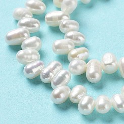天然養殖淡水パールビーズ連売り  ライス  アンティークホワイト  6~8x4~5mm  穴：0.6mm  約82個/連  13.66''（34.7センチメートル）&nbsp;PEAR-E019-11
