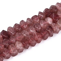 天然石ストロベリークォーツビーズ連売り  ナゲット  多面カット  7~8x10~14x10~14mm  穴：1mm  約25~28個/連  7.48~7.87''（19~20センチメートル）&nbsp;G-N327-05-26