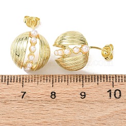 Round Brass Stud Earrings&nbsp;EJEW-D351-01G