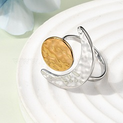 304 Stainless Steel Adjustable Open Cuff Rings for Women&nbsp;RJEW-Z134-02GP