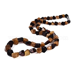 天然琥珀のナゲットをあしらった、グラデーションビーズネックレス（真鍮製留め具付き）  プラチナ  17.91インチ（45.5cm）&nbsp;NJEW-N064-05