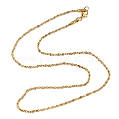 トレンディなメンズ 304 ステンレス ロープ チェーン ネックレス  カニカン付き  ゴールドカラー  17.7インチ（45cm）  2mm&nbsp;NJEW-M072-F-01